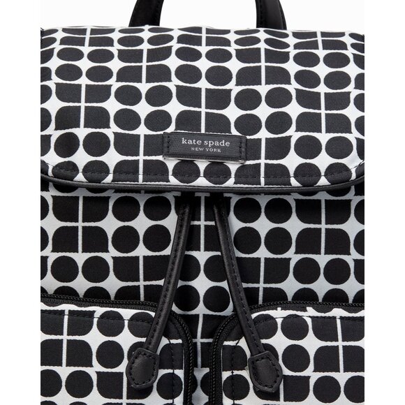 New Kate Spade Noel Medium Backpack Jacquard Fabric Black Multi - Picture 5 of 6